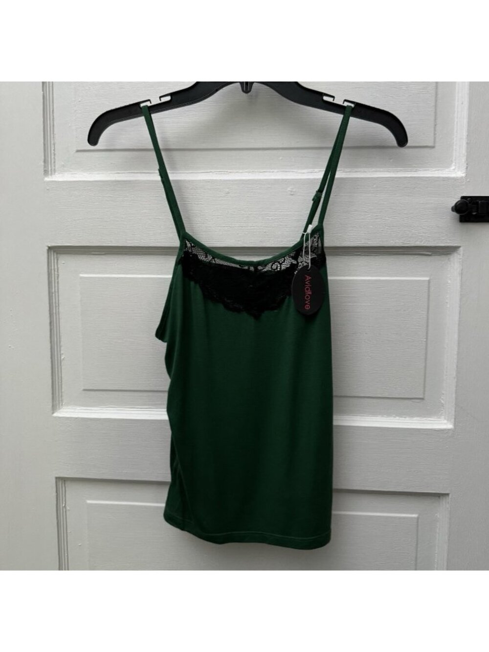 Avidlove Women’s Large Green Black Lace Camisole Sleep Tank Top Adjustable
